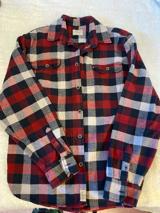 JACHS NY Other - JACHS Mens Red Black White Plaid Flannel Button Up Shirt Size Large